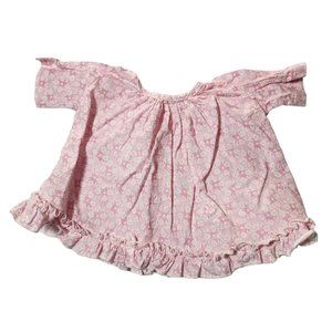 Handmade Pink Floral Ruffle Plush Stuffed Animal Dress Clothing Button Down Back